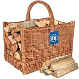 KOTARBAU® Weidenkorb für Brennholz - 45 x 29 x 45 cm - Holzkorb für Kaminholz - Erntekorb - Kaminholzkorb mit Henkel - Tragekorb - Brennholzkorb - Weide - Rechteckig - Natürlich - Braun