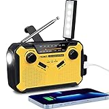 PRUNUS J-369 Kurbelradio FM/AM Mittelwellenradio, Radio Batteriebetrieben, Solar Radio mit 3000mAh Akku, Notfallradio mit SOS Alarm/Taschenlampe für Camping, Ourdoor, Stromausfall.