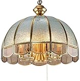 NVNVNMM Pendelleuchte Kronleuchter, Retro Glaspendelleuchte Fixture, Single Head European Copper Kronleuchter, exquisite und elegante Große goldene dekorative Leuchter Einfach zu installieren (Größe: