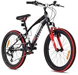 sun baby Jungenfahrrad 20 Zoll Radgröße Kinderfahrrad Tiger Bike Jungen, zur Auswahl 6 Gang Shimano, von 6 bis 10 Jahre verstellbare (Rot Schwarz)