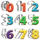 Zahlen Ausstecher Edelstahl 0-9 Zahlen Ausstechform Keksausstecher Ausstechformen Set Digitaler Keksausstecher Fondant Cookie Cutter für Kekse, DIY Backform, Backen, Kuchendekoration