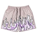DIOTSR Herren-Basketball-Shorts, coole Retro-Shorts, Sport-Shorts, Kordelzug an der Taille, lässige Trainingsshorts, 01 Flame-Purple, Mittel