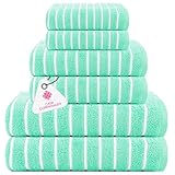 Casa Copenhagen Ecstatic 6-teiliges Handtuch-Set – Aquablau, 600 g/m², 2 Badetücher, 2 Handtücher, 2 Waschlappen aus weicher ägyptischer Baumwolle für Badezimmer, Küche und Dusche