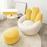 YHWBDO Sitzkissen Sessel Bodenkissen Sitzsack Sitzsackbezug für Lazy Sofa Chair Sitzsackbezug (OHNE Füllung) Weicher Cord zum Sitzen, Liegen, Spielen und Filme schauen,Gelb