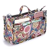 IGNPION Printed Insert Handbag Organizer 13 Taschen Liner Bag Tote Organizer mit Griff (Sonnenblume)