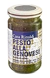 Casa Rinaldi - Pesto Sauce mit Basilikum in Olivenöl, Intensiver Geschmack von Basilikum, Ideal zum Anmachen von Nudelgerichten und Kartoffelklößchen, 180g Glas