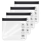 Aucuu 1L Flugzeug Beutel Flüssigkeiten,20x20cm Kulturbeutel Transparen Reise Kosmetiktasche,Transparent Kulturtasche,Auslaufsichere Reisekulturbeutel,Flughafensicherheit Zugelassene Flüssigkeitsbeutel