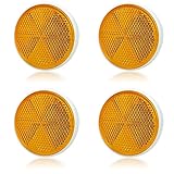 AOJO 4 PCS 60 mm Orange Rund KFZ Rückstrahler Selbstklebend, Gelb Reflektoren Bernstein Signal Kunststoff Reflektor für PKW-Anhänger, LKW, Wohnwagen, Van, Garage, Deck