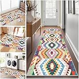 Teppich Läufer Flur Lang rutschfest 70 x 90 cm Küchenläufer Teppich Küche Läuferteppich Waschbar Fußmatte Kurzflor Teppichläufer Flur Moderner Wohnzimmerteppich für Eingangsbereich Esszimmer Dekor