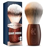 King C. Gillette Bartpflege Rasierpinsel Herren mit weichen Borsten und Holzgriff, Rasurerlebnis auf Barbier-Niveau, Geschenk für Männer