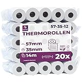 Ec-Cash Thermorollen 57mm x 14m x 12mm - Kassenrollen - Thermopapier - Bonrollen für Bankomat - Kredit-Kartenlesegeräte (57x35x12) – mit SEPA-Lastschrifttext (20 Rollen)