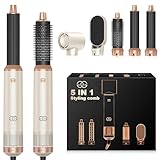 Airstyler 5-in-1 Lockenstab, Golden Goods Hairstyler Set mit Warmluftbürste, Glättbürste, 1000W Haartrockner, Geben Sie Volumen, Glätten, Locken und Föhnen, Rundbürstenföhn
