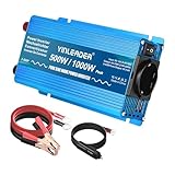 Yinleader Reiner Sinus Wechselrichter 500W 12V auf 230V 2 USB Reiner Sinus Spannungswandler Pure Sine Wave Power Inverter DC auf AC Umwandler Stromwandler Konverter
