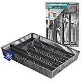 KONZEPT Besteckkasten für Schubladen 31x23x4,5cm Grau - Praktischer Schubladen Organizer Küche, Besteckschublade Einsatz für optimale Küche Aufbewahrung & Organisation