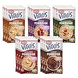 Dr. Oetker Vitalis Porridge im 15er Probier-Set, alle 5 Sorten 3x, Porridge Classic, Schokoladen, Beeren, Pekannuss-Mandel, Apfel-Zimt, mit Hafervollkornflocken