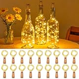 kolpop 18 Stück LED Lichterkette mit Batterie, 2M 20LED Mini Lichterkette für Außen/Innen Deko Flaschenlichter DIY, Party, Hochzeit, Weihnachten - Warmweiß