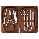 Chali® Nagel Set 7-tlg. mit Etui, Edelstahl Maniküre/Pediküre Set - Nagelschere, Nagelknipser, Pinzette, Glasnagelfeile uvm