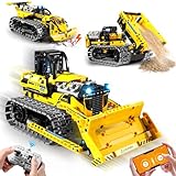 HOGOKIDS Technik Ferngesteuert Bauspielzeug für Kinder - 3 in 1 Bulldozer Muldenkipper Baustelle Technic Auto 452 Stück, 2.4 GHz RC LKW Bausätze Spielzeug Geschenke für 6-12+ Jahre alte Jungen Mädchen