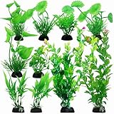 10 Stück Aquarium Pflanzen Künstlich Aquarium Deko Fake Kunstpflanzen Decoration Künstliche Aquariumpflanzen Aquariumdeko Künstliche Pflanzen Zubehoer Kunststoffpflanze Grün