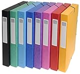Exacompta 50300E Premium Sammelbox aufgebaut mit Gummizug 25 mm breit aus extra starkem Colorspan-Karton mit Rückenschild für DIN A4 Archivbox Heftbox Dokumentenbox Sammelmappe 1 Stück Zufallsfarbe