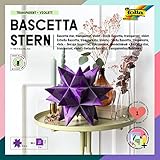 folia 860/1515 - Bastelset Bascetta Stern, Transparent violett, 15 x 15 cm, 32 Blatt, fertige Größe des Papiersterns ca. 20 cm, mit ausführlicher Anleitung - ideal zur zeitlosen Dekoration