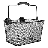 CONGARTENO Kinderfahrradkorb Vorne aus Eisen mit Griff Abnehmbar für Jungen und Mädchen Lenkerkorb Schwarz Aufbewahrungskorb für Kurze Ausflüge