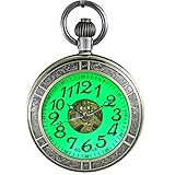 OGLE Wasserdichtes Vergrößerungsglas Skelett Ketten Silberlechtende Fob Selbstaufziehende Automatische Mechanische Taschenuhr