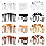 12 Stück Haarkamm zum Stecken, French Side Hair Combs, Kunststoff Twist Steckkamm Haare, mit Zähnen Haarkämme, Haarspangen, Französisch Einsteckkamm, für Frauen Damen Dickes und Feines Haar