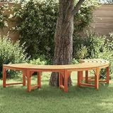 Qnhdfrt Halbrund Gartenbank Outdoor Massivholz Akazie Braun Ø 210 cm Wetterfeste Sitzbank für Garten Balkon Patio mit Platz für 3 Personen Bequemes Design