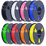 SUNLU 250g*8 PLA Filament Schnell Drucken 1.75 mm, Bündel 3D Drucker Filament, Maßgenauigkeit +/- 0.02 mm, 8 Rollen 0.25kg Spule PLA Filaments (Schwarz+weiß+grün+rot+orange+gelb+rosa+blau)
