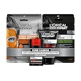 L'Oréal Men Expert Anti-Pickel Pflegeset für Männer, Mit Waschgel, Gesichtscreme und Tuchmasken, Set für Herren mit Karbon, Pure Carbon, 6-teilig