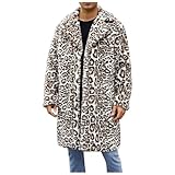 Herren Jacke - Overcoat Long ' Faux Warm Herren Mantel Turn Down Winter Herrenmäntel (Khaki, XXXL)