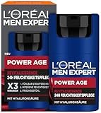 L'Oréal Men Expert Gesichtspflege gegen Falten für Männer, Anti-Aging Feuchtigkeitscreme für müde und matte Haut, Gesichtscreme für Herren mit Hyaluronsäure, Power Age, 1 x 50 ml