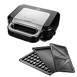 Russell Hobbs Multifunktionsgerät 3-in-1 [Sandwichmaker, Waffeleisen, Kontaktgrill] Creations (spülmaschinengeeignete, antihaftbeschichtete & extra tiefe Platten, BPA frei) 26810-56