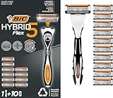 BIC Hybrid 5 Flex Rasierer Herren, Nassrasierer mit 10 Wechselklingen mit je 5 Klingen, mit Aloe Vera & Vitamin E, mit Präzisionstrimmer