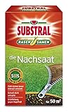 Substral Rasensamen Die Nachsaat, Rasensaat, Schnell keimende strapazierfähige Rasenreparatur-Mischung, 1 kg für 50 m²