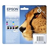 Epson Original T0715 Tinte Gepard, wisch- und wasserfeste (Multipack, 4-farbig) (CYMK)