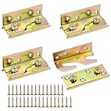 Bettverbinder Einhängebeschlag, 4 Stück Schwerlast Bettbeschlag, Bettschienen Halterungen, Mit Schrauben, Hardwar Rahmenhalterung, Zum Einhängen Bettgeländer Bettwinkel Eckverbinder