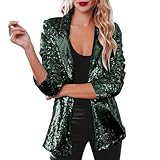 Jacke Damen Pailletten Gold Damen Metallic Pailletten Blazer mit Glitzer Langarm Bomberjacke Langarm Party Club Offen Glitzer Cardigan Metallic Jacket Mode Streetwear