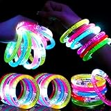 Mikulala 24 Stück Leuchtarmbänder Leuchtarmband Kinder Erwachsene Blinkende Armbänder Bund LED Armband Leuchtspielzeug für Geburtstagsparty Graduierung Weihnachten Party Zubehör