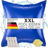 bonsport Poolkissen XXL Winter 120x120cm - JETZT NEU: DOPPELT VERSCHWEISST - Luftkissen zur Pool Überwinterung Kissen groß - Poolpolster Winterkissen, blau