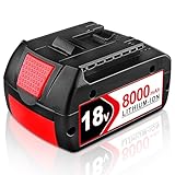 1 Stück BAT609 li-ion Ersatzakku für Bosch Akku 18V Werkzeuge, 8.0Ah/8000mAh für Bosch 18V Akku Kompatibel mit BAT609G BAT618 BAT618 SKC181-202L (1Stück BAT)