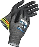 Uvex phynomic F XG, 1 Paar - Schnittschutz - & Grip-Handschuh für feuchte & ölige Bereiche - feinfühlig & abriebfest - schwarz