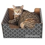 Hide & Scratch Kratzbrett Katze – Katzen Kratzpappe & Kratzmatte für Katzen; Kratzbrett Box und Bett mit Nachfüllbarer Doppelseitiger Kratzpappe für Wohnungskatzen.