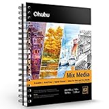 Ohuhu Skizzenbuch – 62 Blatt / 124 Seiten – 200 g/m² Dickes Papier –Säurefreies – Spiralgebundener Zeichenbuch Hardcover zum Skizzieren Illustration, für Marker Acryl Aquarell, 254 x 193mm