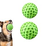 Neuytiky 2 Stück Hundeball,Hundespielzeug Ball, Unzerstörbar Hundespielzeug Ball aus Naturkautschuk, Quietschend Interaktives Kauspielzeug,Squeaky Dog Balls,Ø 5.5cm und 6.5cm (Grün)