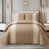 XIUWOUG Tagesdecke Bettüberwurf 230x250cm, Bedspreads aus Mikrofaser, Bettüberwuf Set mit 2 Kissenbezug 50x70cm, Steppdecke Sofaüberwurf Bettüberwurf,A,230 * 250cm