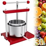 YRHome 3L Obstpresse Manuell Saftpresse aus Edelstahl Käsepresse Mit drehbarem Griff Beerenpresse mit Ständer Apfelpresse Weinpresse Maischepresse Fruchtpresse für Obst Trauben Saft Fruchtpüree