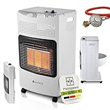 Juskys Keramik Gasheizung GS42US in Weiß - 4200 W mit Druckregler & Schlauch - Mobil, effizient & energiesparend - Gasheizer Gasheizofen Gasheizgerät
