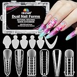 EBANKU 288 PCS Klare Matte Dual Nail System Form Mould Acryl Sarg Nagel Erweiterung Tipps Nail Art Maniküre Werkzeuge Mit 72 PCS French Forms stickers(6 Stile)